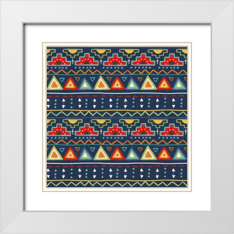 Tex Mex Fiesta Pattern VB White Modern Wood Framed Art Print with Double Matting by Charron, Veronique