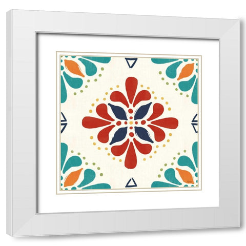 Tex Mex Fiesta Pattern VIIA White Modern Wood Framed Art Print with Double Matting by Charron, Veronique