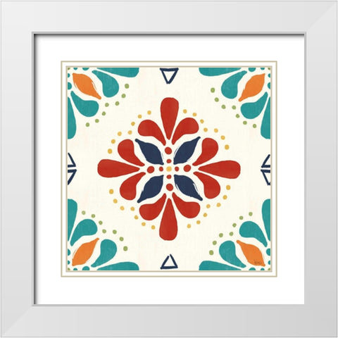 Tex Mex Fiesta Pattern VIIA White Modern Wood Framed Art Print with Double Matting by Charron, Veronique