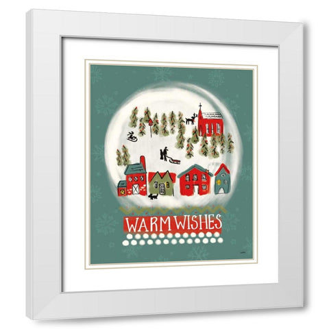 Winter Village II White Modern Wood Framed Art Print with Double Matting by York, Leah