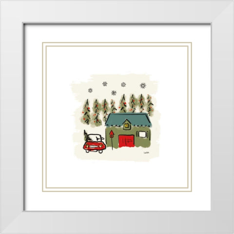 Winter Village V White Modern Wood Framed Art Print with Double Matting by York, Leah