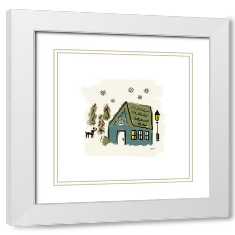 Winter Village VI White Modern Wood Framed Art Print with Double Matting by York, Leah