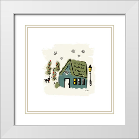 Winter Village VI White Modern Wood Framed Art Print with Double Matting by York, Leah