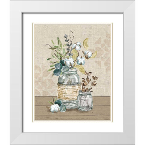 Cotton Bouquet III White Modern Wood Framed Art Print with Double Matting by Urban, Mary