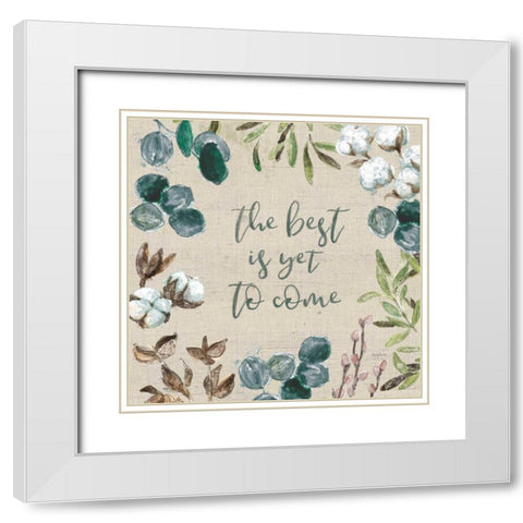 Cotton Bouquet IV White Modern Wood Framed Art Print with Double Matting by Urban, Mary