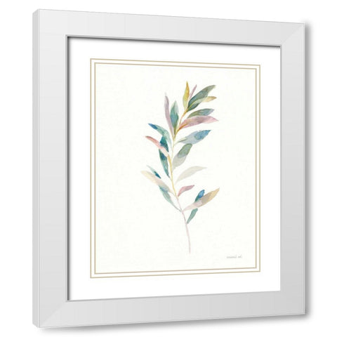 Greenery I White Modern Wood Framed Art Print with Double Matting by Nai, Danhui