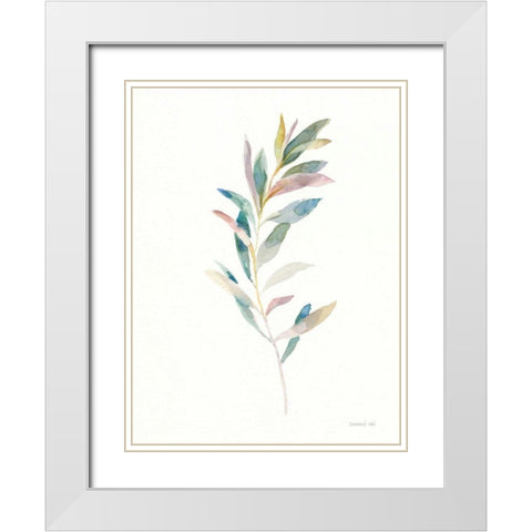 Greenery I White Modern Wood Framed Art Print with Double Matting by Nai, Danhui