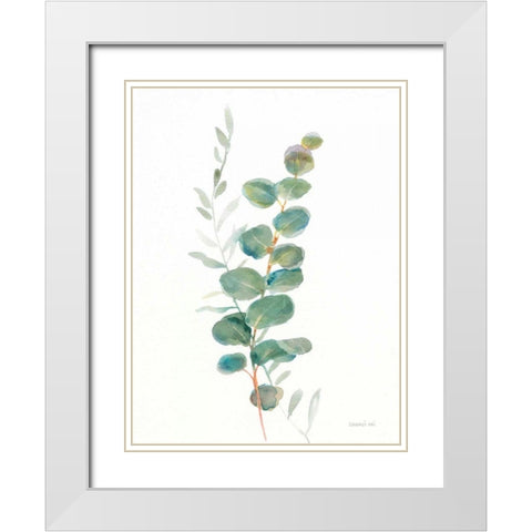 Greenery III White Modern Wood Framed Art Print with Double Matting by Nai, Danhui