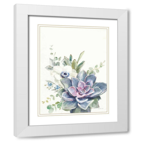 Desert Bouquet I White Modern Wood Framed Art Print with Double Matting by Nai, Danhui