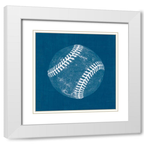 Ball Four Blueprint I White Modern Wood Framed Art Print with Double Matting by Wild Apple Portfolio