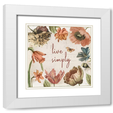 Antiquarian Blooms VII White Modern Wood Framed Art Print with Double Matting by Pertiet, Katie