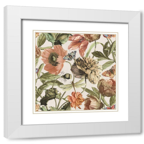 Antiquarian Blooms Pattern IA White Modern Wood Framed Art Print with Double Matting by Pertiet, Katie