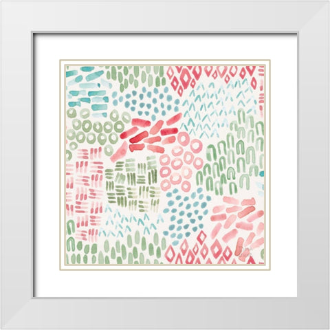 Flowers and Feathers Pattern IIIA White Modern Wood Framed Art Print with Double Matting by June, Dina