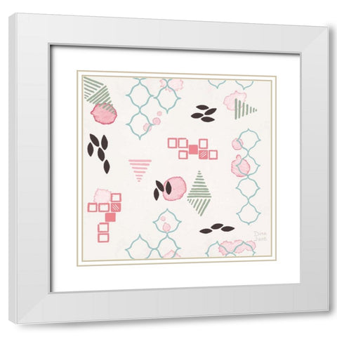 Flowers and Feathers Pattern VA White Modern Wood Framed Art Print with Double Matting by June, Dina