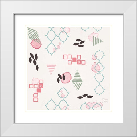 Flowers and Feathers Pattern VA White Modern Wood Framed Art Print with Double Matting by June, Dina