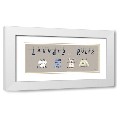 Laundry Rules I Gray White Modern Wood Framed Art Print with Double Matting by Schlabach, Sue