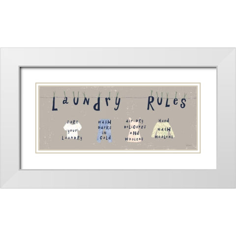 Laundry Rules I Gray White Modern Wood Framed Art Print with Double Matting by Schlabach, Sue