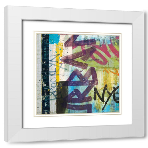 City Graffiti White Modern Wood Framed Art Print with Double Matting by Wild Apple Portfolio