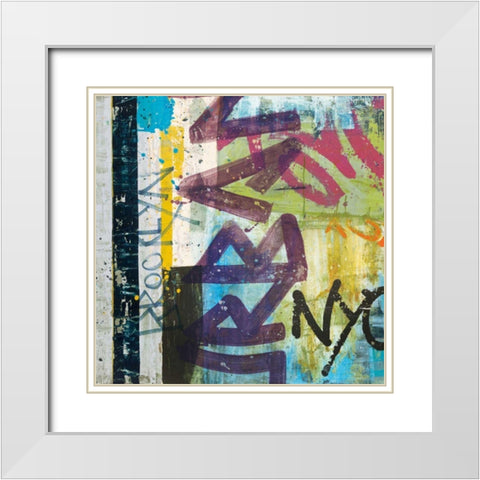 City Graffiti White Modern Wood Framed Art Print with Double Matting by Wild Apple Portfolio
