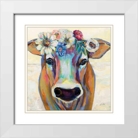 Beau with Flowers White Modern Wood Framed Art Print with Double Matting by Vertentes, Jeanette