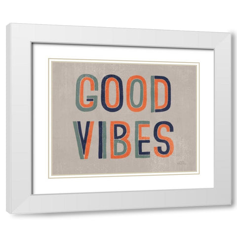Retro Words I Gray Crop White Modern Wood Framed Art Print with Double Matting by Marshall, Laura