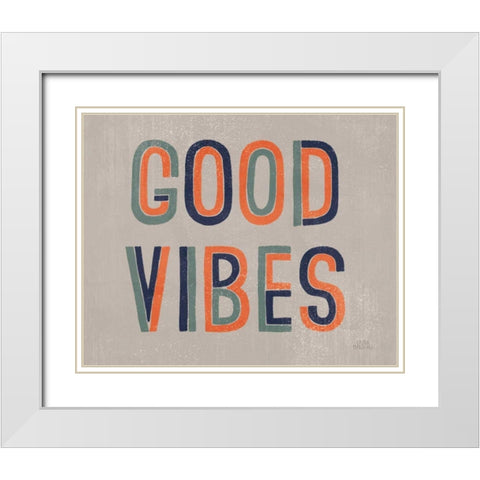 Retro Words I Gray Crop White Modern Wood Framed Art Print with Double Matting by Marshall, Laura