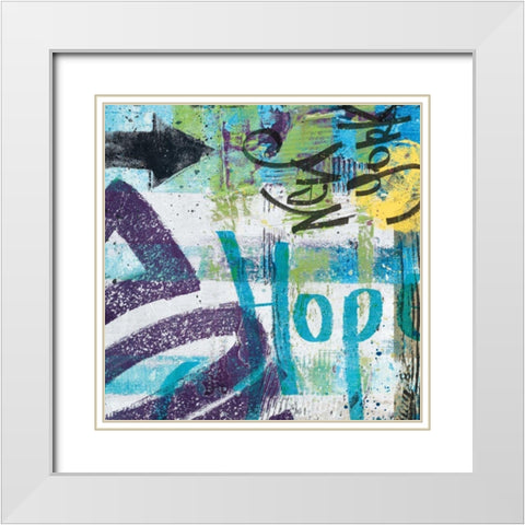 City Graffiti II White Modern Wood Framed Art Print with Double Matting by Wild Apple Portfolio