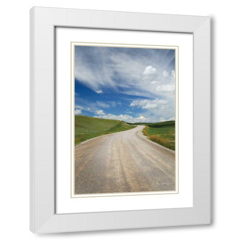 Gravel Road Near Choteau Montana II White Modern Wood Framed Art Print with Double Matting by Majchrowicz, Alan