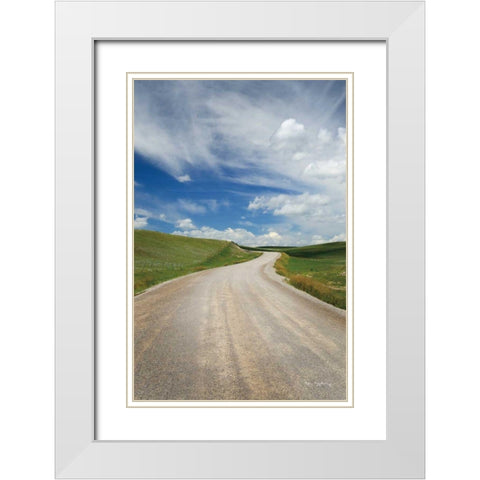 Gravel Road Near Choteau Montana II White Modern Wood Framed Art Print with Double Matting by Majchrowicz, Alan