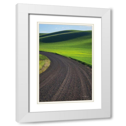 Going Through Palouse Wheat Fields White Modern Wood Framed Art Print with Double Matting by Majchrowicz, Alan