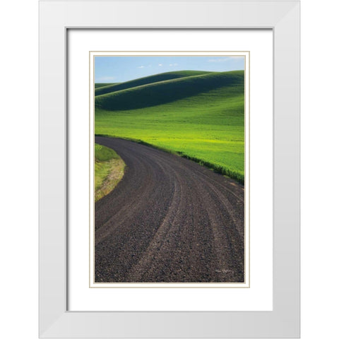 Going Through Palouse Wheat Fields White Modern Wood Framed Art Print with Double Matting by Majchrowicz, Alan