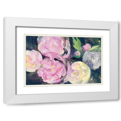 Evening Peonies I White Modern Wood Framed Art Print with Double Matting by Hristova, Albena