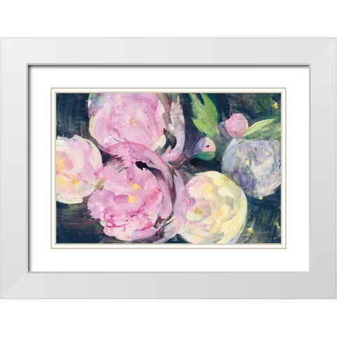 Evening Peonies I White Modern Wood Framed Art Print with Double Matting by Hristova, Albena