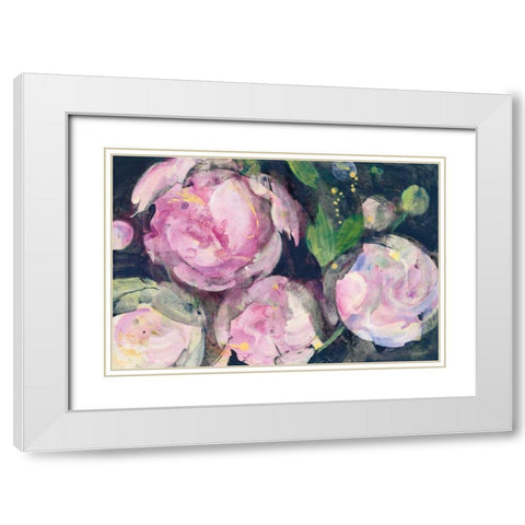 Evening Peonies II White Modern Wood Framed Art Print with Double Matting by Hristova, Albena