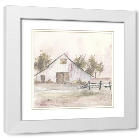 White Barn II White Modern Wood Framed Art Print with Double Matting by Paschke, Chris