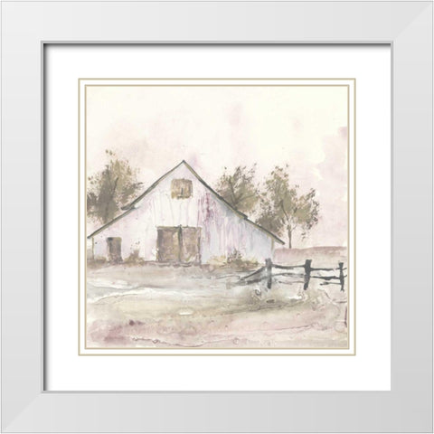 White Barn II White Modern Wood Framed Art Print with Double Matting by Paschke, Chris