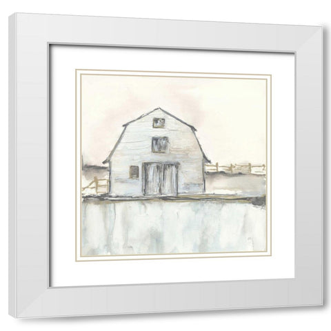 White Barn III White Modern Wood Framed Art Print with Double Matting by Paschke, Chris