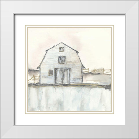 White Barn III White Modern Wood Framed Art Print with Double Matting by Paschke, Chris