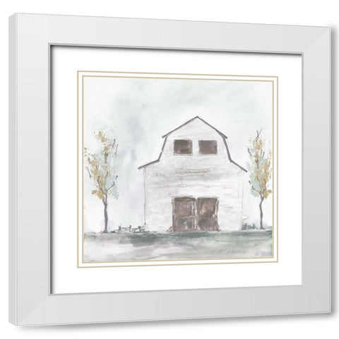 White Barn IV White Modern Wood Framed Art Print with Double Matting by Paschke, Chris