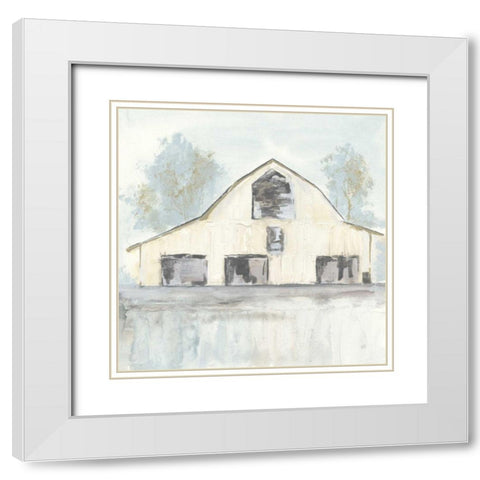 White Barn V White Modern Wood Framed Art Print with Double Matting by Paschke, Chris