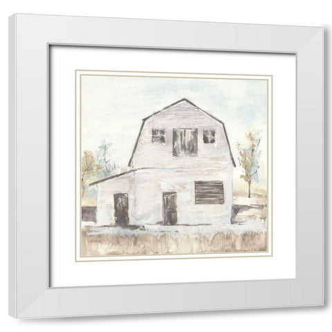 White Barn VI White Modern Wood Framed Art Print with Double Matting by Paschke, Chris
