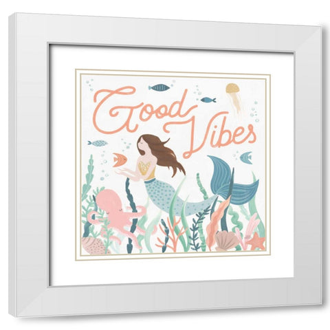Under the Sea V White Modern Wood Framed Art Print with Double Matting by Marshall, Laura