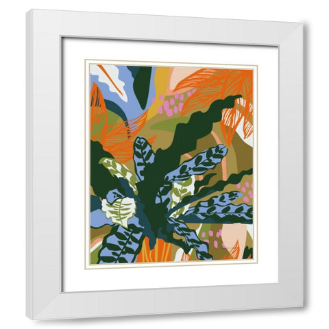 Calathea White Modern Wood Framed Art Print with Double Matting by Gallagher, Megan