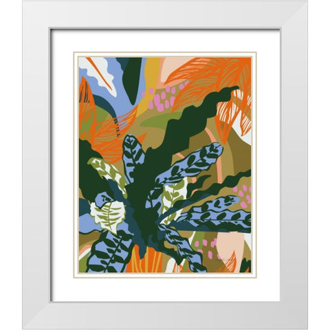 Calathea White Modern Wood Framed Art Print with Double Matting by Gallagher, Megan