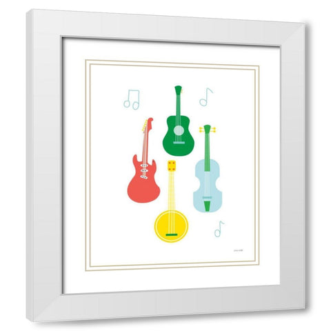 Lets Listen to Music IV White Modern Wood Framed Art Print with Double Matting by Kelle, Ann