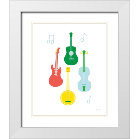 Lets Listen to Music IV White Modern Wood Framed Art Print with Double Matting by Kelle, Ann