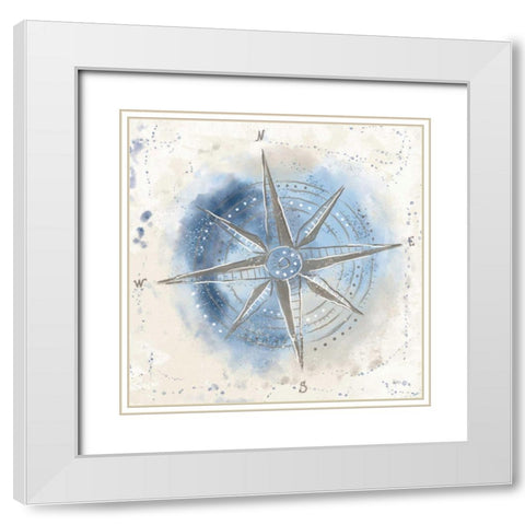 Explore the World II Blue Brown White Modern Wood Framed Art Print with Double Matting by Charron, Veronique