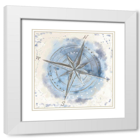Explore the World III Blue Brown White Modern Wood Framed Art Print with Double Matting by Charron, Veronique