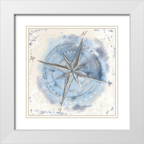 Explore the World III Blue Brown White Modern Wood Framed Art Print with Double Matting by Charron, Veronique