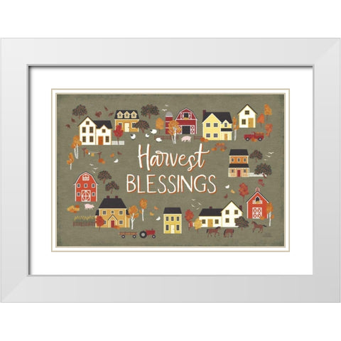 Harvest Village I Script White Modern Wood Framed Art Print with Double Matting by Marshall, Laura